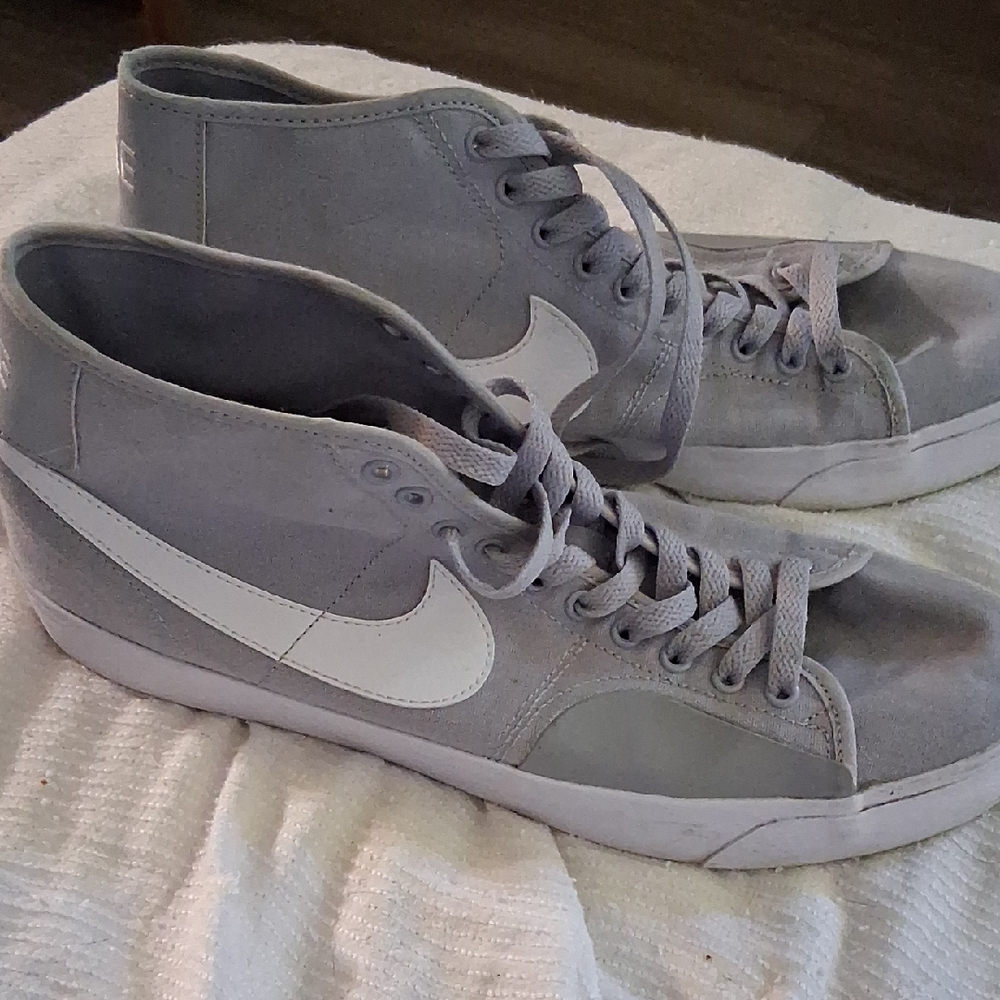 Nike Gray and White Blazer High-Top Sneakers